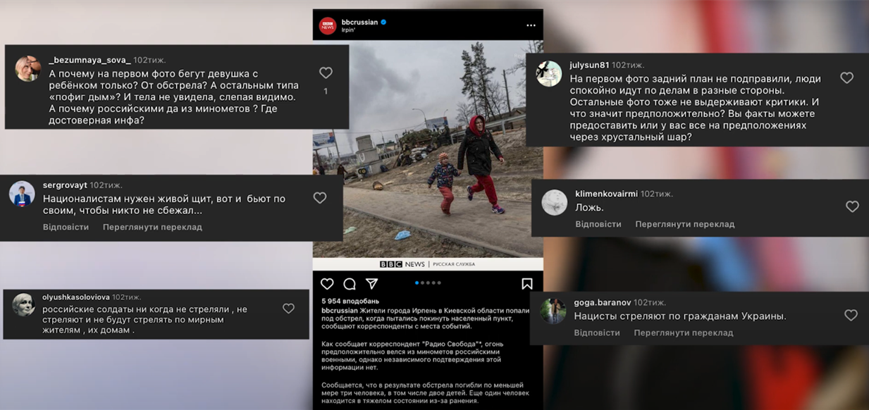 Коментарі росіян під постом bbcrussian про евакуацію з Ірпеня