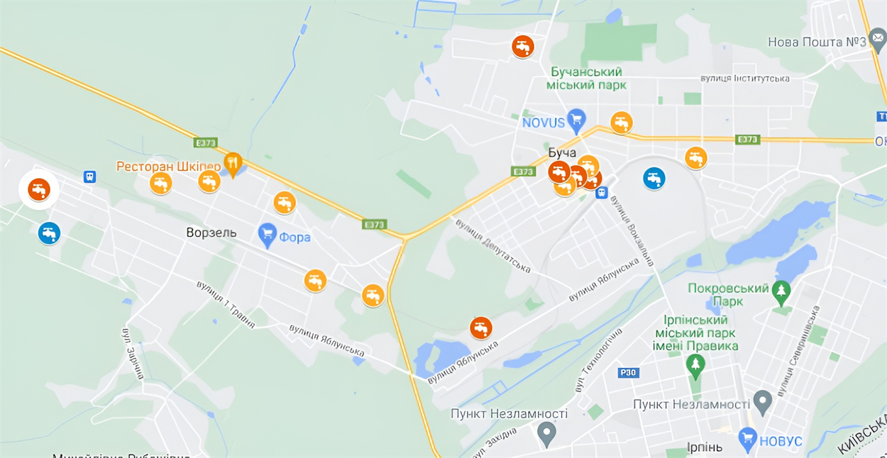 Відмічені криниці в Бучі та Ворзелі