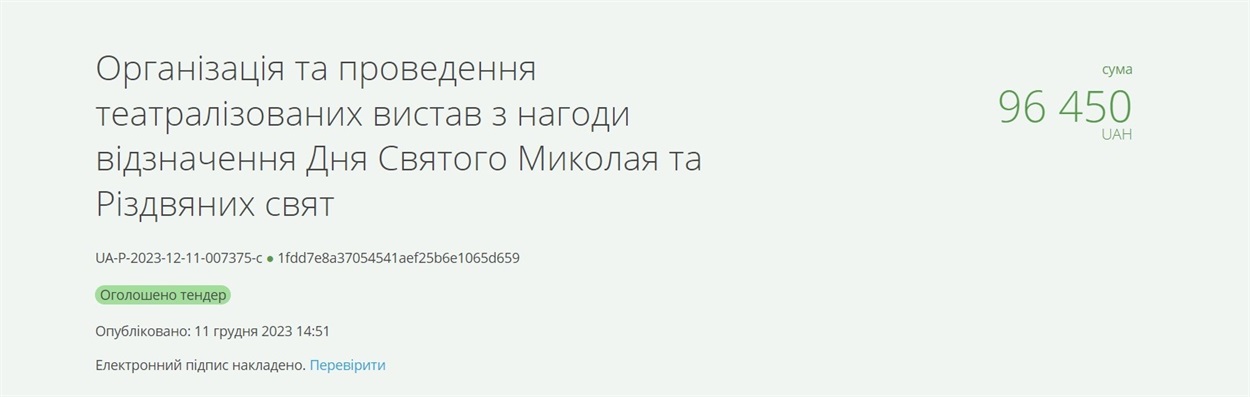 Організація та проведення вистав з нагоди відзначення Дня Святого Миколая та Різдвяних свят
